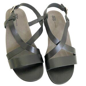 SAS Womens NWOB Black Laguna Sandals Size 10 WW Leather Boho Goth Dark Academia